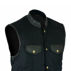 Gilet personnalisé pour homme en toile 100% polyester imperméable, réversible, respirant, décontracté, avec boutons et fermeture éclair, pour club de motards - Product Image 2