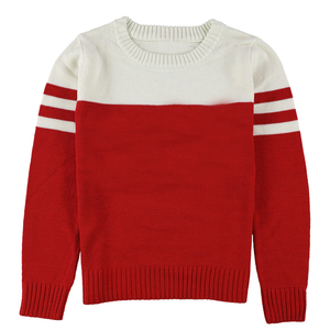 เสื้อสเวตเตอร์ถักไหมพรมคอโอ แขนยาว สีแดงขาว ลายบล็อกสี สำหรับผู้ชาย ฤดูใบไม้ร่วง - Product Image 1