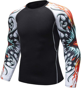 Men's Long Sleeve Soft Fit Workout Rash Guard Custom Logo Dry Compression Fitness Shirt <b>Athletic</b> Performance Swim Shirts - Product Image 1