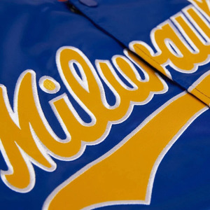 เสื้อแจ็คเก็ตเบสบอลแบบมีฮู้ดสำหรับผู้ชาย รุ่น Starter Personalized College คุณภาพสูง ลายทีมเบสบอล Cowboys  ผ้าซาติน สำหรับทีมกีฬา - Product Image 4