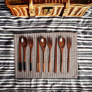 Juego de vajilla de bambú sostenible personalizable, colección de utensilios de madera natural para uso en la cocina, venta al por mayor - Product Image 1