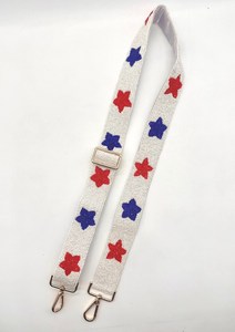 <b>Red</b> White and Blue Star Beaded <b>Purse</b> Strap Adjustable Handbag Strap Clear Bag <b>Purse</b> Strap American Flag <b>Purse</b> Strap - Product Image 1