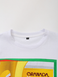 Camiseta Blanca de Cuello Redondo para Mujer, Granada Nicaragua, Corte Regular, Manga Corta, Casual, 100% Algodón Ecológico Lavado, Primavera - Product Image 4