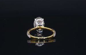 Bague de fiançailles en diamant cultivé en laboratoire certifié IGI CVD HPHT, or blanc massif 14k 18k, taille ovale, bijoux de mariage pour femmes - Product Image 2