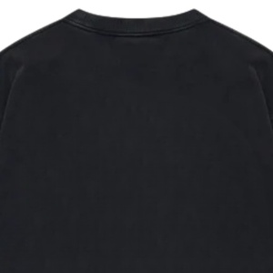 T-shirt noir surdimensionné à manches courtes pour homme, imprimé minimaliste sur la poitrine, col rond en coton, style streetwear décontracté, haut basique, vente en gros, fourniture OEM - Product Image 4