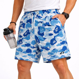 Shorts de sport imprimés camouflage pour hommes, respirants, en maille, avec cordon de serrage à la taille, légers, pour l'entraînement, OEM - Product Image 1