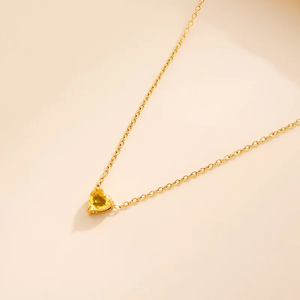 Collar con forma de corazón para mujer, regalo de cumpleaños, chapado en oro de 18 quilates, acero inoxidable 304 con incrustaciones de vidrio - Product Image 6