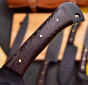 LEGACY BLADES Premium 5-Piece Handmade High Carbon Steel Chef <b>Knife</b> <b>Set</b> Straight Edge Ambidextrous Design Custom Wooden Handle - Product Image 3