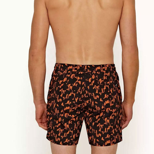 Custom Puff Printed Breathable Lightweight Canvas Swim <b>Trunks</b> with Mid Elastic Waist Pockets 100% Polyester Bulk OEM Service <b>Men</b> - Product Image 2