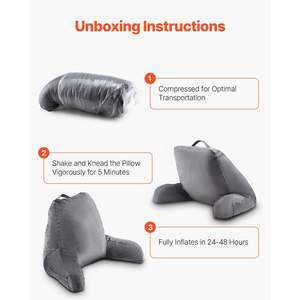Di grandi dimensioni Grey lettura cuscino di riposo del letto triturato Memory Foam 3 tasche corto panno velluto Top manico lavabile per la lettura TV - Product Image 2