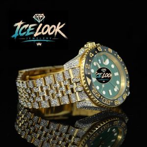 Reloj de Pulsera de Cuarzo Automático con Esfera Verde y Tono Dorado, 42 mm, Correa de 20 mm, Aspecto de Cristal, Elegante y Lujoso para Hombre - Product Image 3