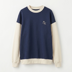 เสื้อสเวตเชิ้ตคอกลมผู้ชายแบบ Color Block ปักโลโก้ตามสั่ง ผ้าฝ้าย สวมใส่สบาย สไตล์สตรีทแวร์ - Product Image 1