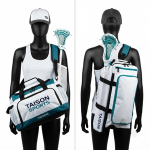 Sac de hockey sur glace à roulettes TAISON SPORTS 900D en PU PVC enduit 420 GSM, design personnalisé vert noir blanc, 30-40L - Product Image 1