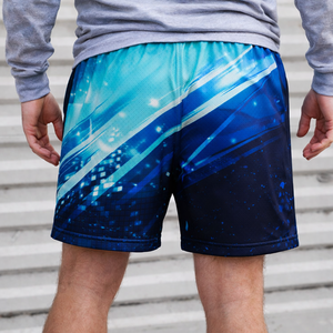 Pantalones Cortos de Baloncesto Azules para Hombre, Sublimados, con Número Personalizado, Malla, Uniforme de Equipo, Cintura Elástica con Cordón, Suministro al por Mayor - Product Image 2