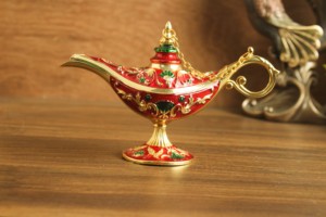 Vintage Mini Brass Arabian Aladdin Genie Lamp Magic Wishing Light Luxury Metal <b>Ornament</b> for New Year Tabletop Party Decor Chirag - Product Image 2