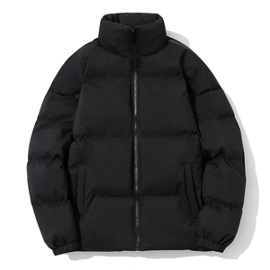 Chaqueta Acolchada Unisex de Invierno, Color Sólido, Cuello Alto, Poliéster Grueso, Cortavientos, Cierre de Cremallera, Corte Regular - Product Image 4