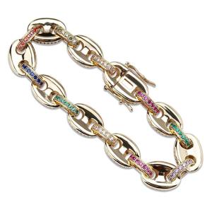 Bracelet à maillons en or 18 carats S925 avec moissanite, taille brillant rond, micro-pavé, design géométrique, bijoux pour femmes - Product Image 2