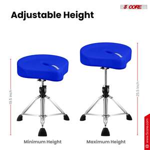 Ergonomic 5-Core Drum Throne Yellow Swivel Adjustable 4" <b>Padded</b> Drummer <b>Stool</b> with Half Space Sensitivity - Product Image 4