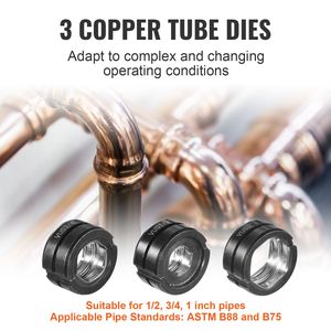 Kit de sertissage professionnel à mâchoires interchangeables rapidement, rotatif à 360 degrés, pour raccords de tubes en cuivre 1/2'', 3/4'', 1'' pour câbles - Product Image 6