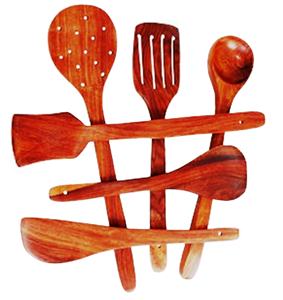 <b>Wooden</b> <b>Utensils</b> Set of 2 Sustainable Handmade Natural Wood Turners by Mirha International Handicraft Size S - Product Image 1