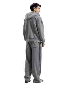 Nouveau sweat à capuche personnalisé pour homme, 450 g/m², vierge, épais, en molleton bouclette, coupe oversize, épaules tombantes, coupe courte et carrée, entièrement zippé - Product Image 6