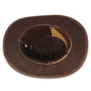 Sombreros de Vaquero de Cuero Auténtico, Estilo Vaquero Occidental, Color Marrón Claro, Banda Trenzada, Sombreros de Vaquero de Cuero Vintage - Product Image 6