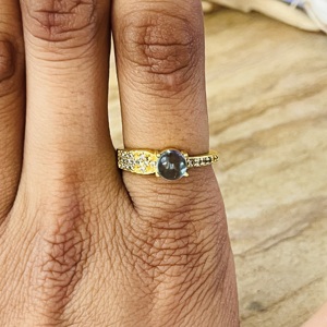 Trendy Design Labradorite <b>Ring</b> Boho Brass <b>Rings</b> For Women 18k Gold Plated <b>Dainty</b> Pave Crystal Cluster Jewelry Wholesale/OEM/ODM - Product Image 2