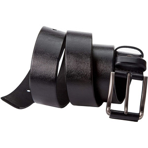 Cinturón de Cuero Genuino Negro para Hombre, Formal, Color Sólido, Hebilla de Acero, Estilo Moldeado de una Pieza, Duradero - Product Image 3