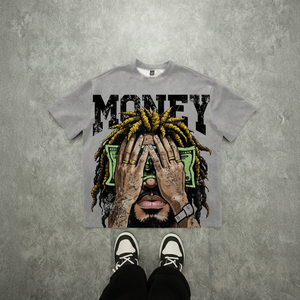 Camiseta de Manga Corta con Estampado Gráfico de Letras para Hombre, Verano, Camiseta con Diseño de Dinero, Ropa con Estampado de Dinero - Product Image 1