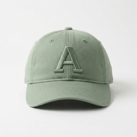 Casquette de baseball verte à 6 panneaux avec logo brodé lettre A sur le devant, unisexe, ajustement réglable, style décontracté, pour adulte