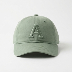 <b>Green</b> 6-Panel Baseball Cap With Embroidered Letter A Front Logo Unisex Adjustable Fit Casual Style Adult Hat - Product Image 1