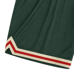 Shorts de basket-ball en mesh sublimé vert foncé et rouge pour hommes, en polyester, pour le sport, les matchs d'équipe et les compétitions. - Product Image 6
