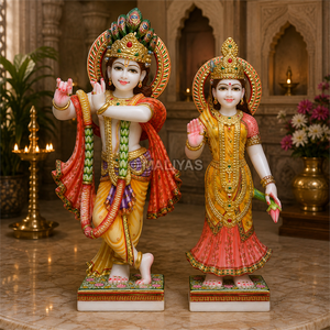 Marble Radha Krishna Statue | Handcrafted White Marble Radha Krishna Murti | Premium Marble Idol | MALIYAS India - Product Image 3
