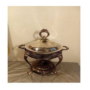 Hotels Restaurant Luxury Round Gold Stainless Steel Buffet Chafing <b>Dish</b> With Cover Food Warmer <b>Set</b> - Product Image 1