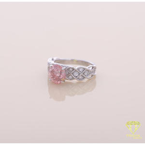 Anillo de Compromiso con Nudo Celta y Diamante Rosa Cultivado en Laboratorio, Corte Redondo, en Oro Blanco de 14K, Anillo de Promesa Vintage para Mujer - Product Image 2