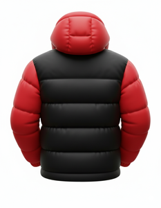 Chaqueta acolchada negra y roja para hombre, abrigo de invierno con capucha, cálido, con cremallera, estilo urbano, elegante, ajustado al cuerpo - Product Image 3