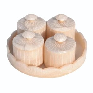Premium Quality Resin storage jars With Lids for dry fruits Nuts containers Cylinder shape decorative tray Oriental style jar - Product Image 2
