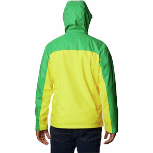 Veste de pluie à capuche pour homme, couleur verte et jaune, imperméable, décontractée, pour le printemps, vêtements d'extérieur, coupe régulière, fermeture éclair - Product Image 4