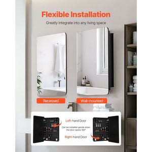 Adjustable <b>Shelves</b> 20\" X 30\" <b>Mirror</b> Medicine Cabinet for <b>Bathrooms</b> - Product Image 5