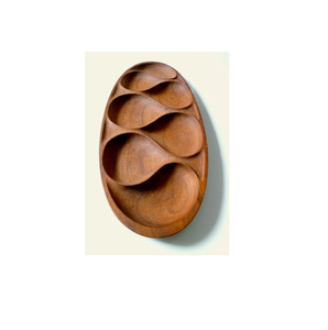 Plato de Servir de Madera Moderno Hecho a Mano con Compartimentos, Ecológico, Organizador de Aperitivos y Condimentos, Forma de Árbol, Técnica Pulida - Product Image 4