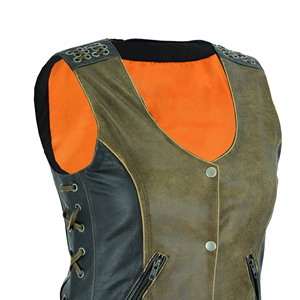 Women's Handmade Leather <b>Vest</b> Genuine Cowhide Custom Logo Factory Price Wholesale Manufacturer - Product Image 3