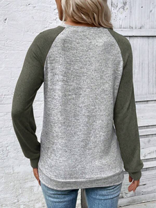 Women's Two Tone <b>Raglan</b> Long Sleeve T Shirt Crew Neck Contrast Sleeve Casual <b>Top</b> Sportswear Wholesale Sweatshirt - Product Image 2