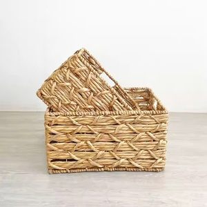 NHAT MINH Brand Woven Seagrass <b>Square</b> Storage <b>Basket</b> Eco-Friendly Handmade Towel Clothing Organizer 6-10L Capacity Flexible - Product Image 3