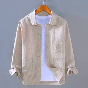 เสื้อเชิ้ตแขนยาวผู้ชายทรงปกติ สีพื้น ผ้าฝ้ายทอ 100% สีเขียว สวมใส่สบายๆ - Product Image 4