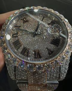 Reloj de Diamantes Moissanite VVS con Incrustaciones Completas de Doble Tono, Elegante para Negocios, Joyería Hip Hop, Acero Inoxidable de Alta Calidad, Moda - Product Image 2