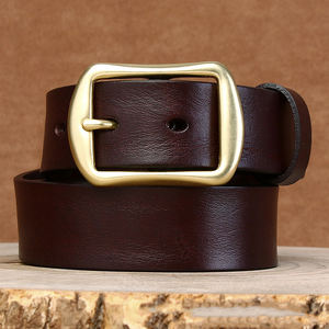 Ceinture en cuir pour homme, marron, motif floral gravé, ceinture de cow-boy avec boucle en argent gravée - Product Image 2