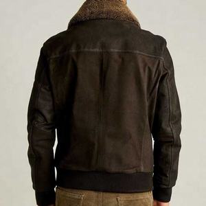 2022 hiver haute rue Style hommes décontracté Faux cuir Bomber veste grande taille épaissir chaud polaire pour l'extérieur avec fourrure - Product Image 2