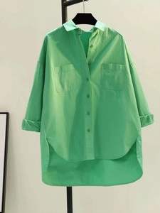 Blusa de Moda para Mujer Tallas Grandes, Casual, Holgada, con Botones, Manga Larga, Bloques de Color, Transpirable y Antiarrugas - Product Image 2