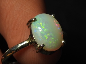 Solid Australian <b>Opal</b> <b>Ring</b>-Multi Fire 925 Sterling Silver-October Birthstone-Classic Style Prong Setting-Third Party - Product Image 3