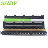 Panel Patch 24/48 Port Cat6 19 1U 2U Manajemen Kabel Ethernet Panel Patch RJ45 Rangka Distribusi Modular untuk Switch Jaringan